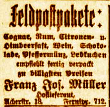 Anzeige im General-Anzeiger vom 15. September 1915