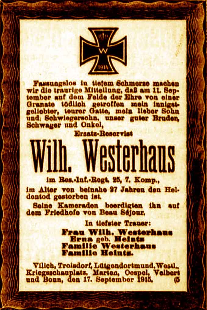 Anzeige im General-Anzeiger vom 17. September 1915