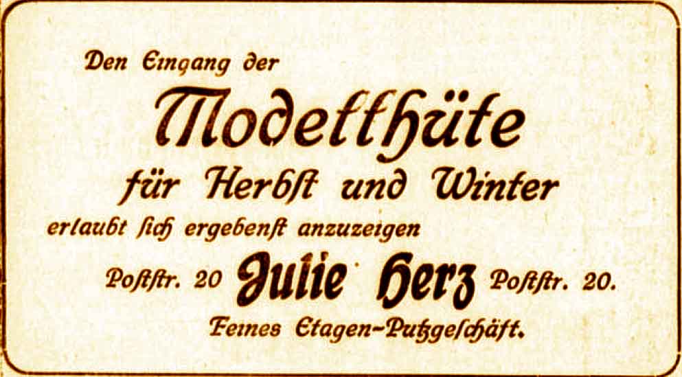 Anzeige im General-Anzeiger vom 21. September 1915