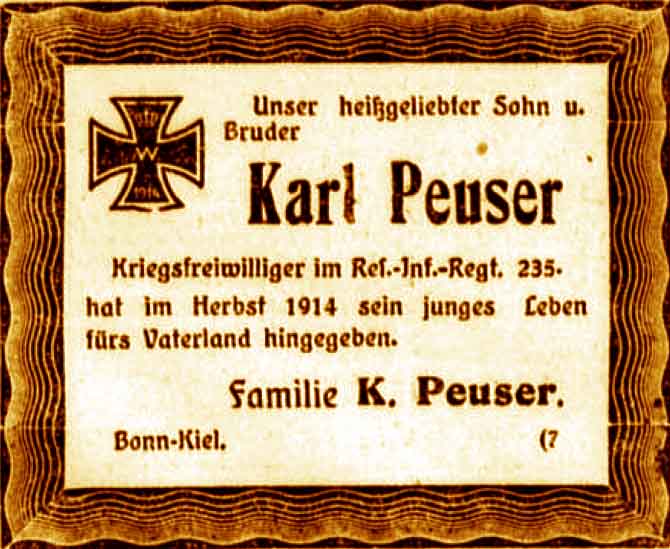 Anzeige im General-Anzeiger vom 26. September 1915