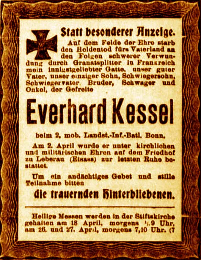Anzeige im General-Anzeiger vom 16. April 1916