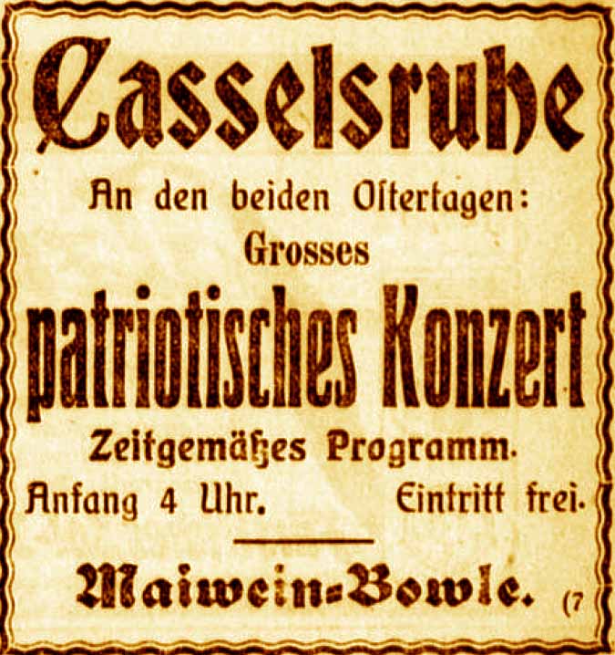 Anzeige im General-Anzeiger vom 22. April 1916