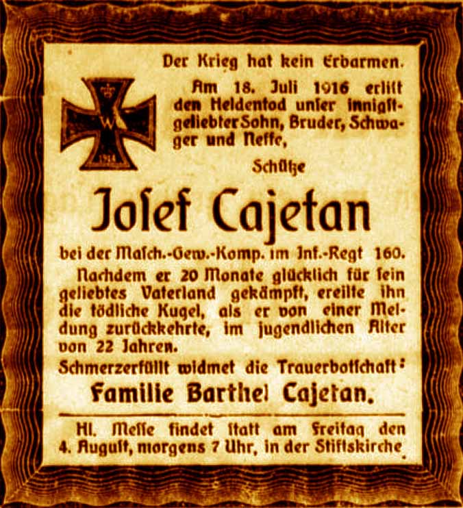 Anzeige im General-Anzeiger vom 2. August 1916