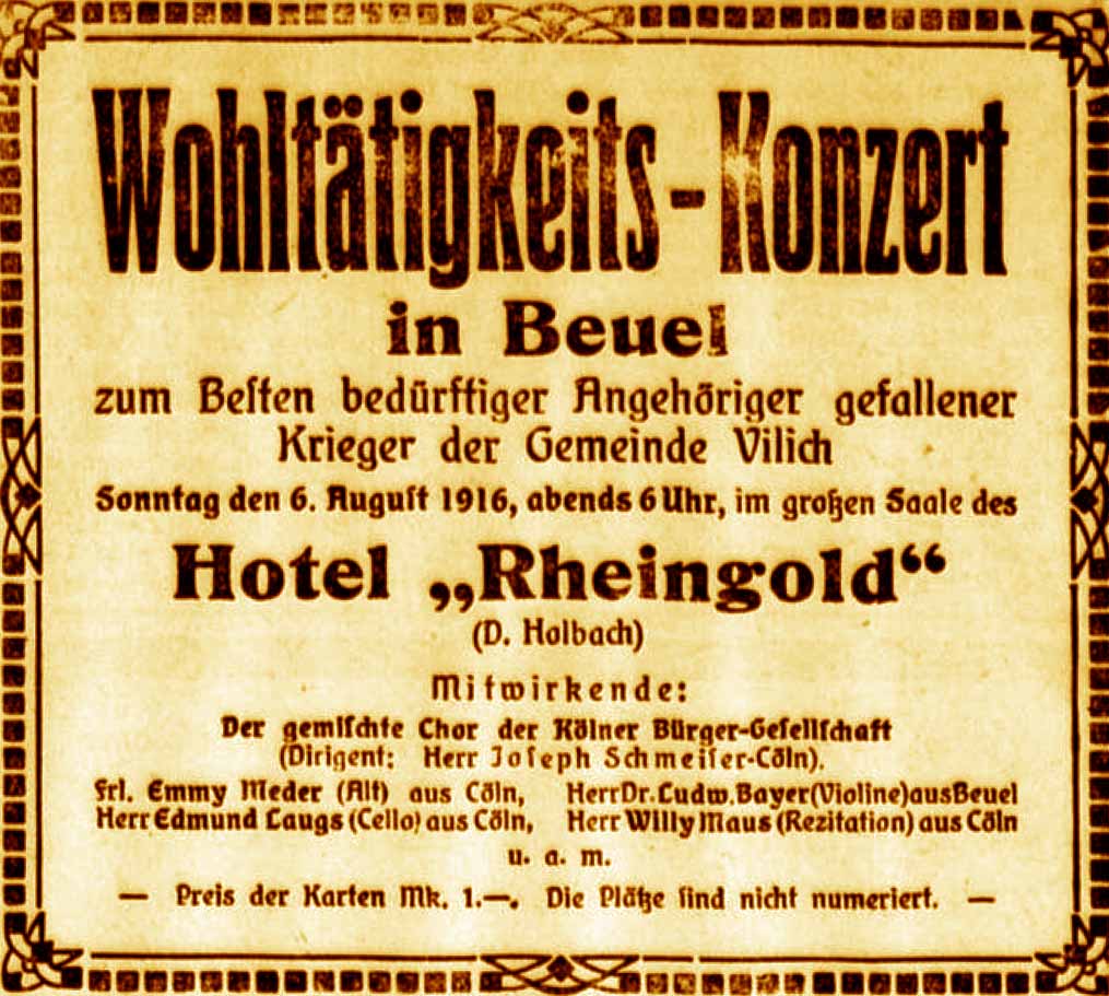 Anzeige im General-Anzeiger vom 6. August 1916