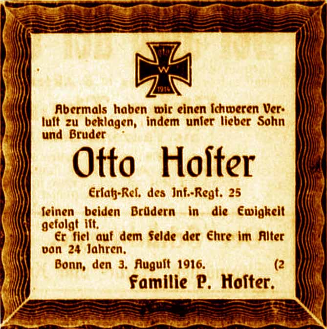 Anzeige im General-Anzeiger vom 8. August 1916
