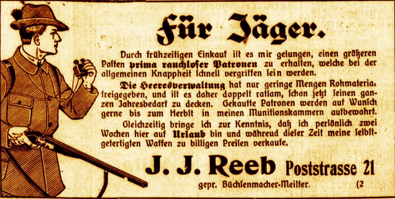 Anzeige im General-Anzeiger vom 15. August 1916