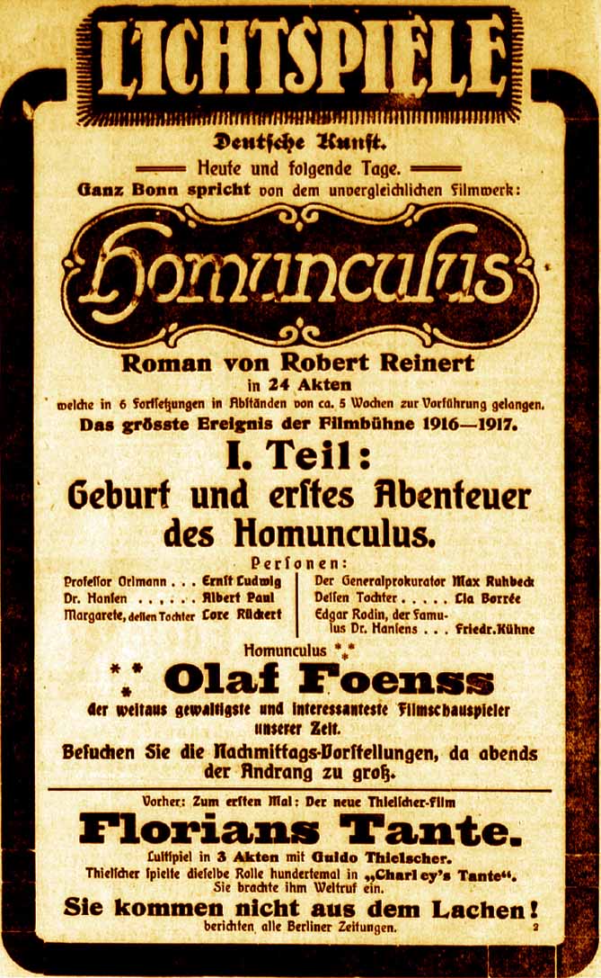 Anzeige im General-Anzeiger vom 29. August 1916