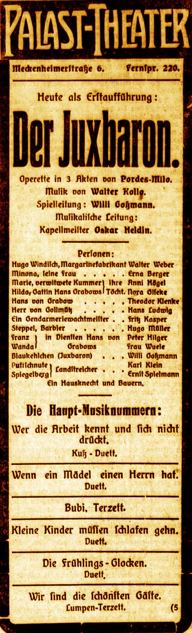 Anzeige im General-Anzeiger vom 1. Dezember 1916