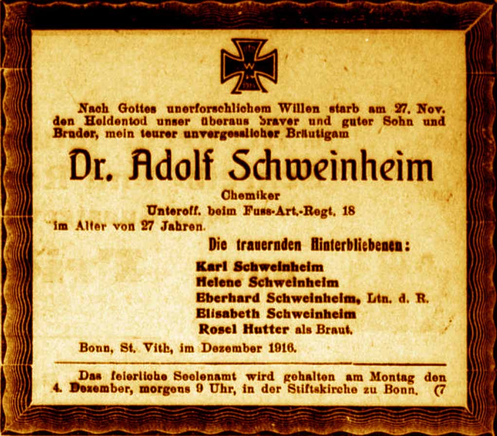 Anzeige im General-Anzeiger vom 3. Dezember 1916