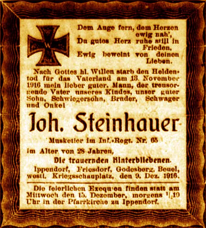 Anzeige im General-Anzeiger vom 10. Dezember 1916