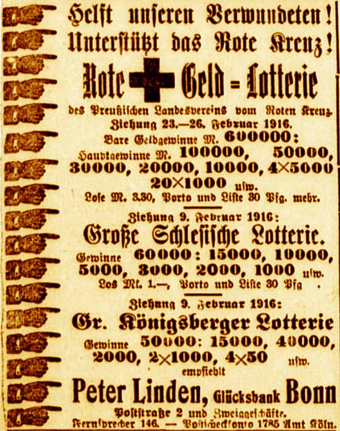 Anzeige im General-Anzeiger vom 1. Februar 1916