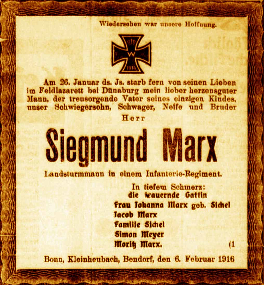 Anzeige im General-Anzeiger vom 8. Februar 1916