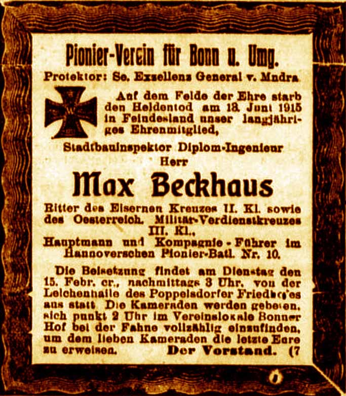 Anzeige im General-Anzeiger vom 13. Februar 1916