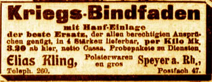 Anzeige im General-Anzeiger vom 17. Februar 1916