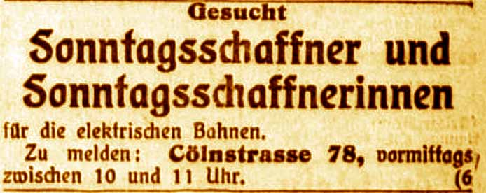 Anzeige im General-Anzeiger vom 18. Februar 1916