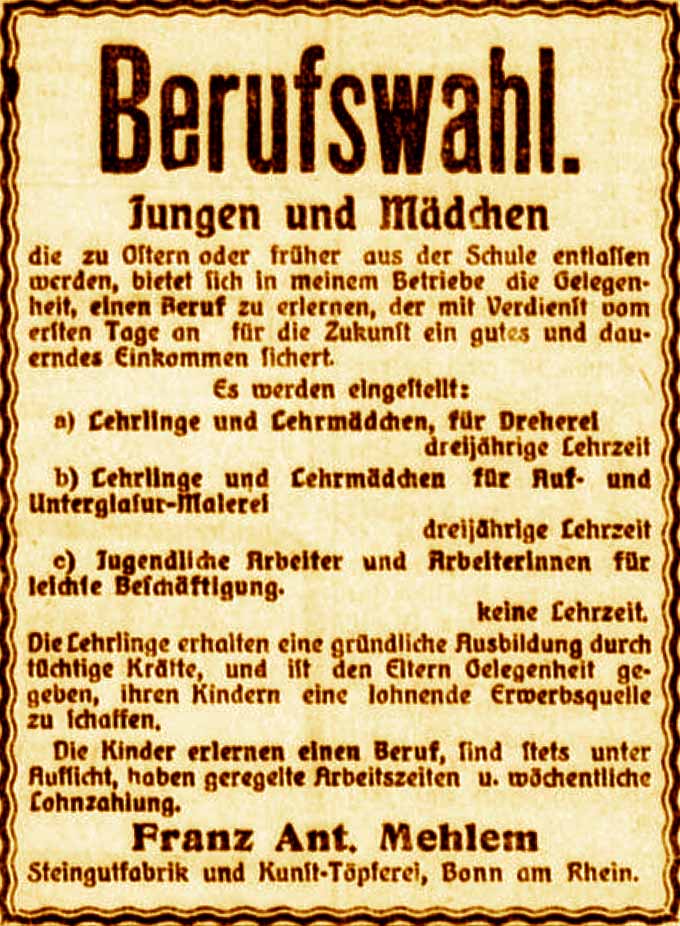 Anzeige im General-Anzeiger vom 22. Februar 1916