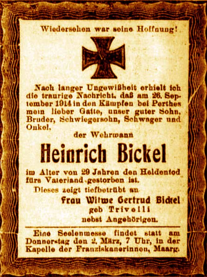 Anzeige im General-Anzeiger vom 27. Februar 1916