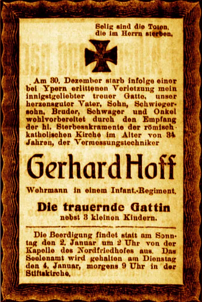 Anzeige im General-Anzeiger vom 1. Januar 1916