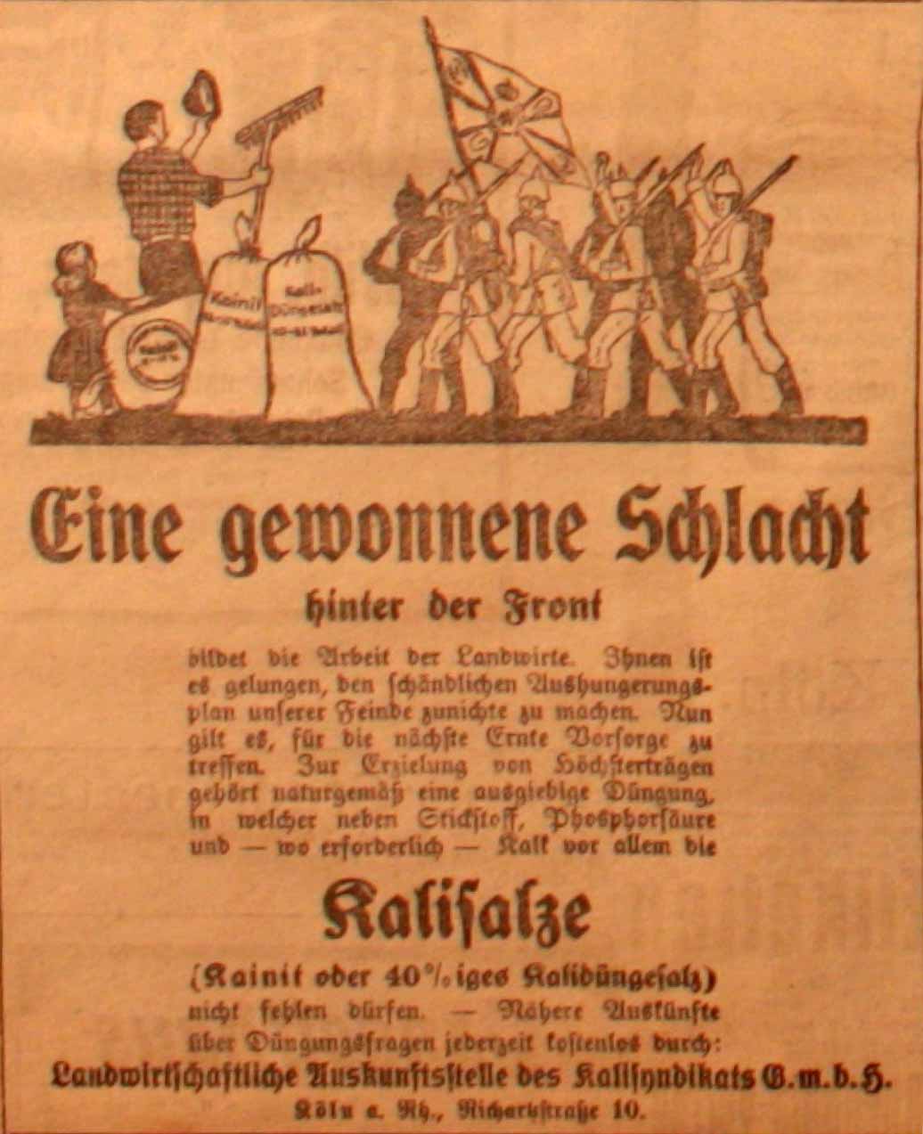 Anzeige in der Deutschen Reichs-Zeitung vom 4. Januar 1916