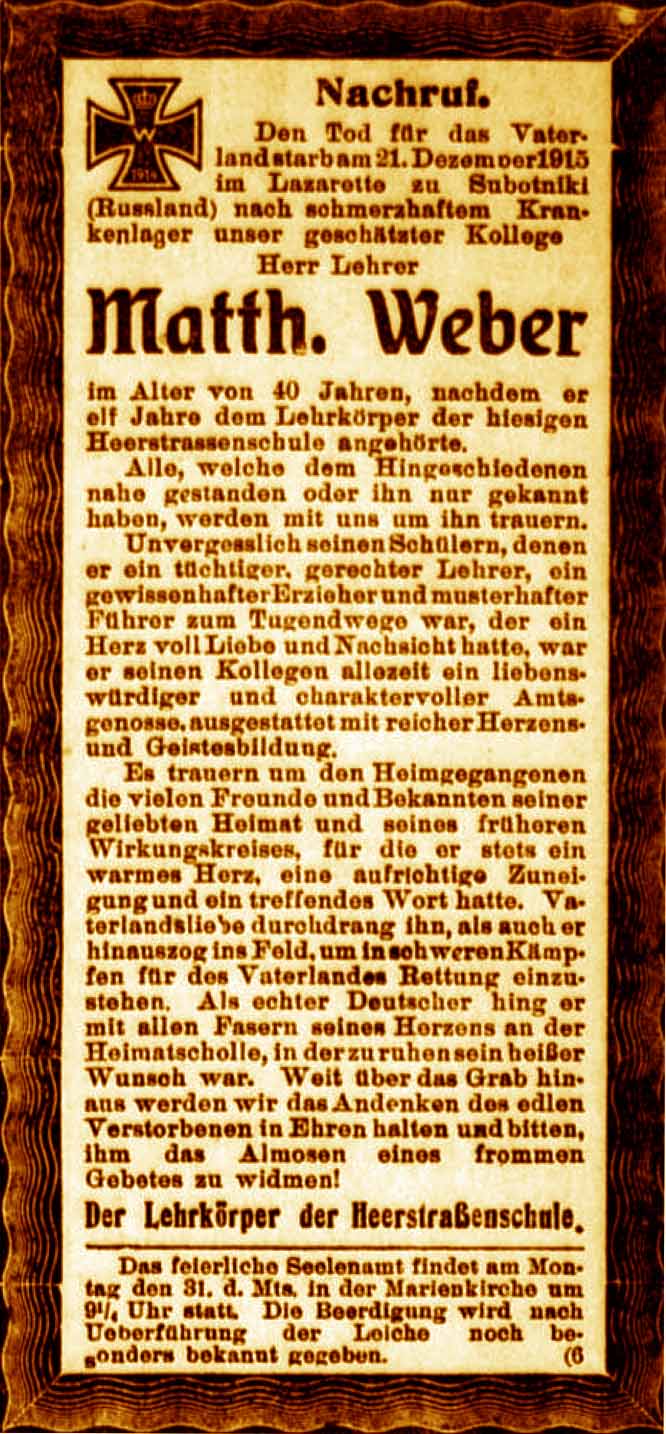 Anzeige im General-Anzeiger vom 29. Januar 1916