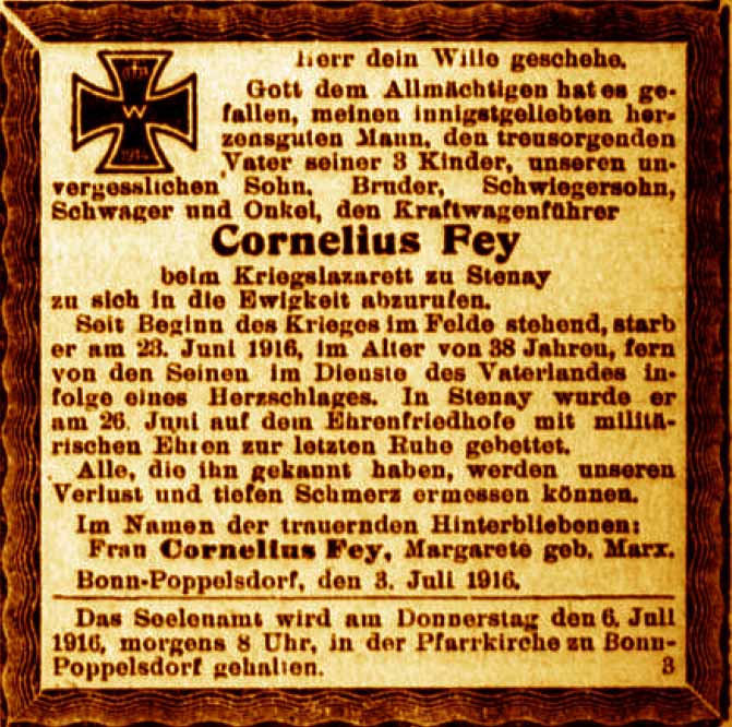 Anzeige im General-Anzeiger vom 5. Juli 1916