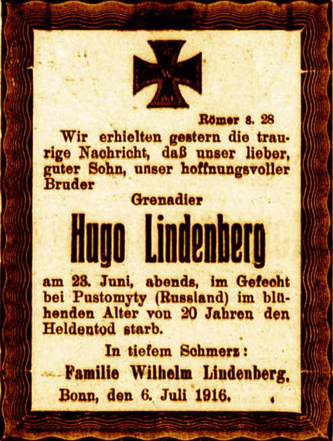 Anzeige im General-Anzeiger vom 7. Juli 1916