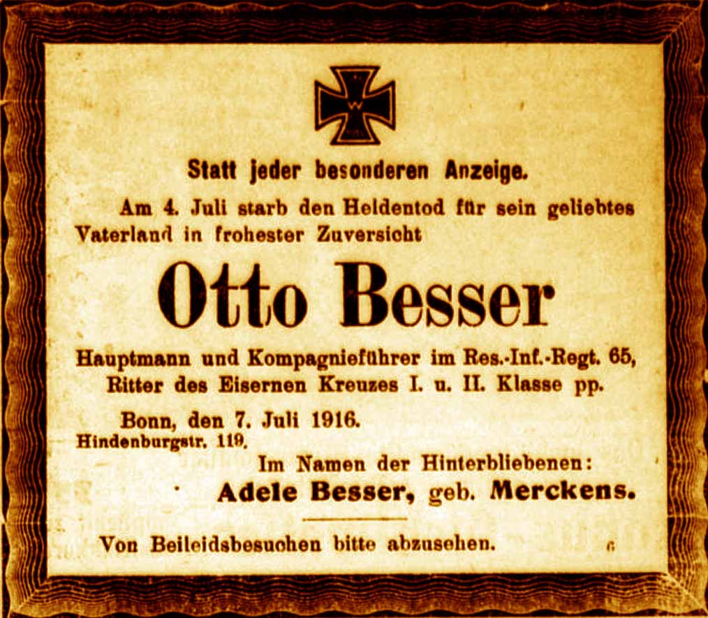 Anzeige im General-Anzeiger vom 8. Juli 1916