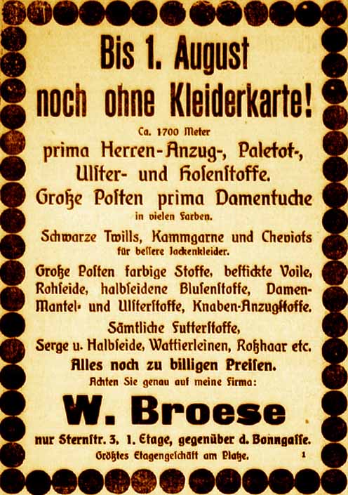 Anzeige im General-Anzeiger vom 10. Juli 1916