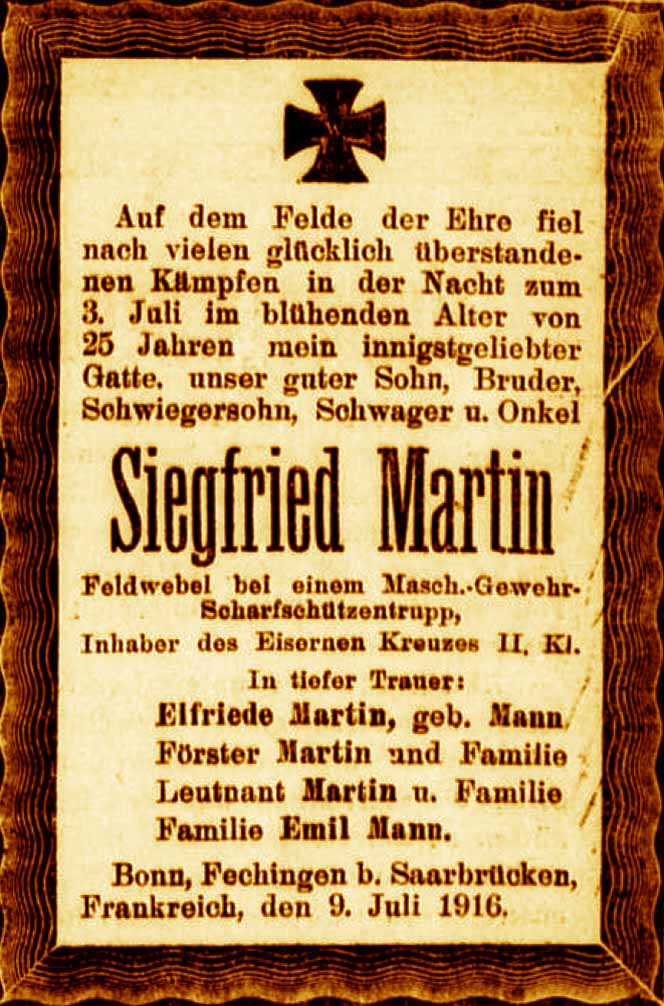 Anzeige im General-Anzeiger vom 12. Juli 1916