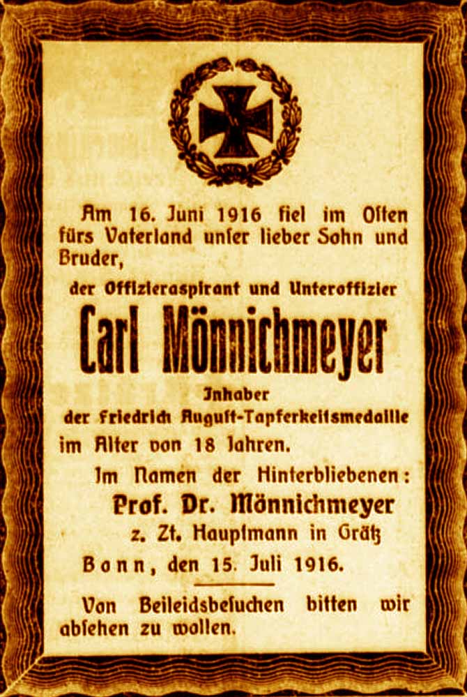 Anzeige im General-Anzeiger vom 16. Juli 1916