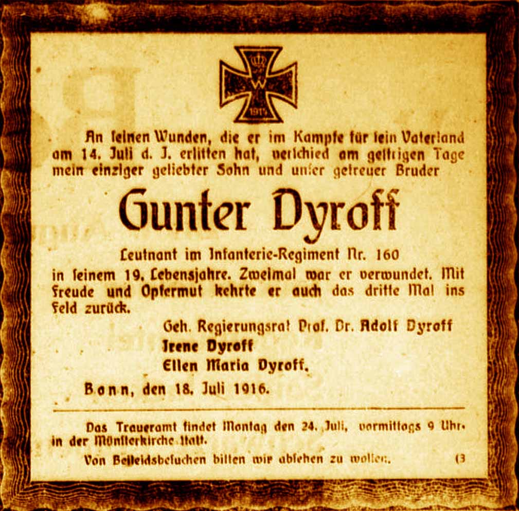 Anzeige im General-Anzeiger vom 19. Juli 1916
