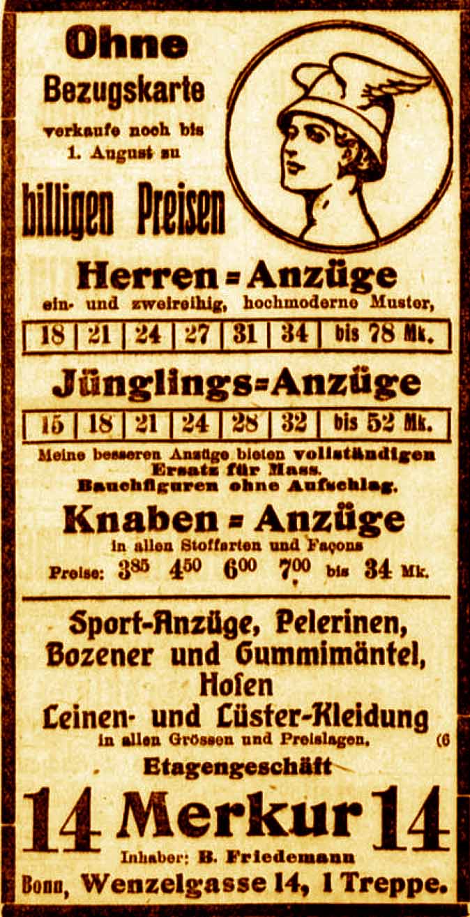 Anzeige im General-Anzeiger vom 22. Juli 1916