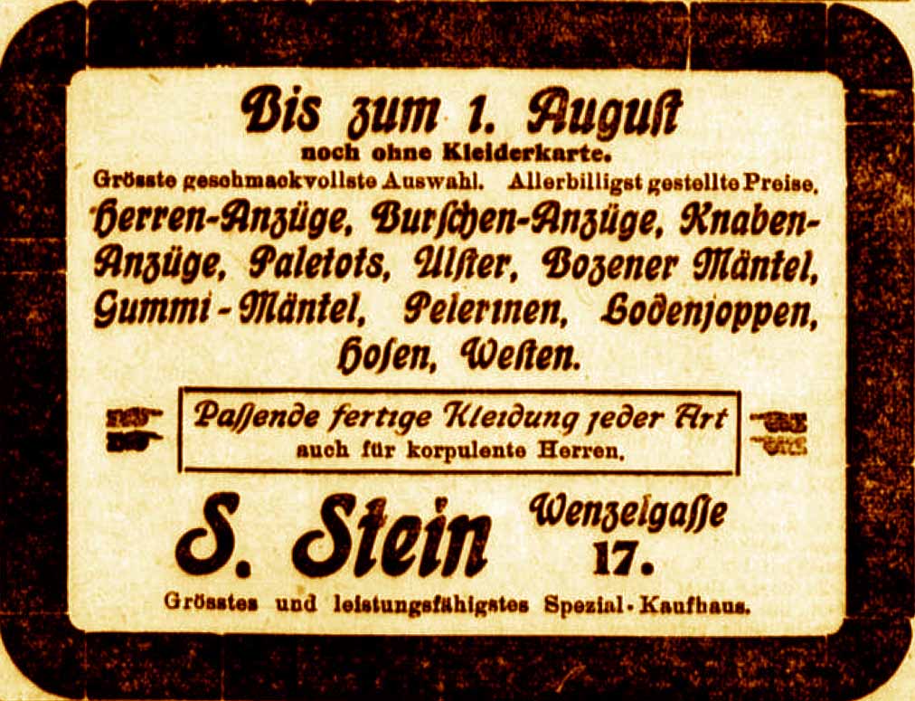 Anzeige im General-Anzeiger vom 22. Juli 1916