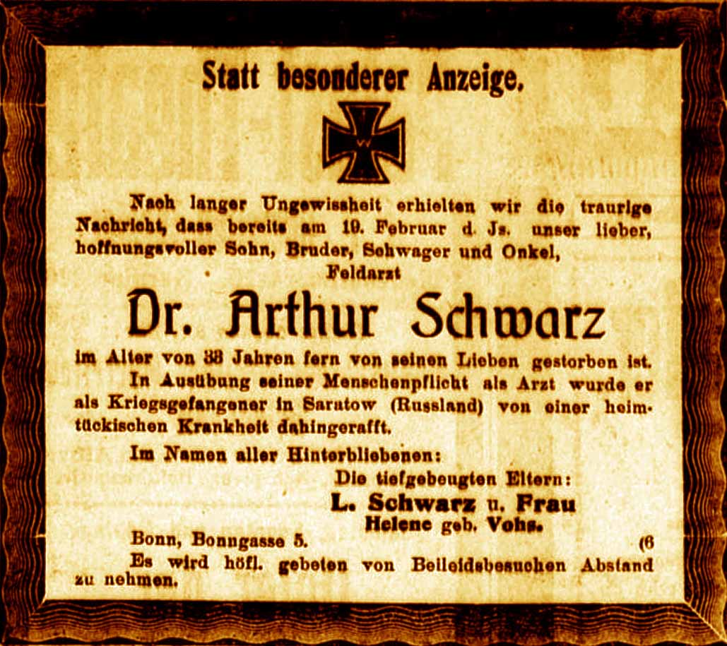 Anzeige im General-Anzeiger vom 3. Juni 1916