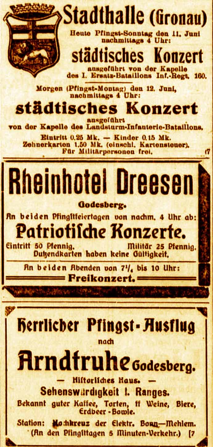 Anzeigen im General-Anzeiger vom 11. Juni 1916