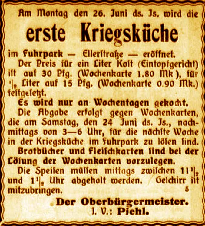 Anzeige im General-Anzeiger vom 23. Juni 1916