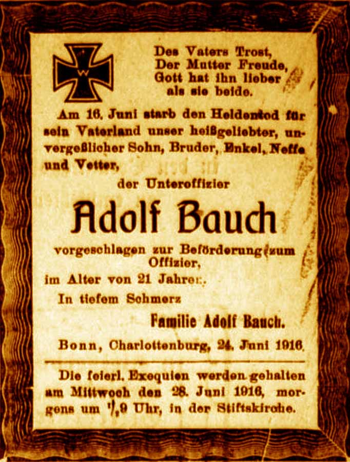 Anzeige im General-Anzeiger vom 25. Juni 1916