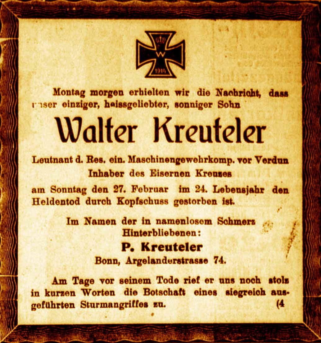 Anzeige im General-Anzeiger vom 2. März 1916