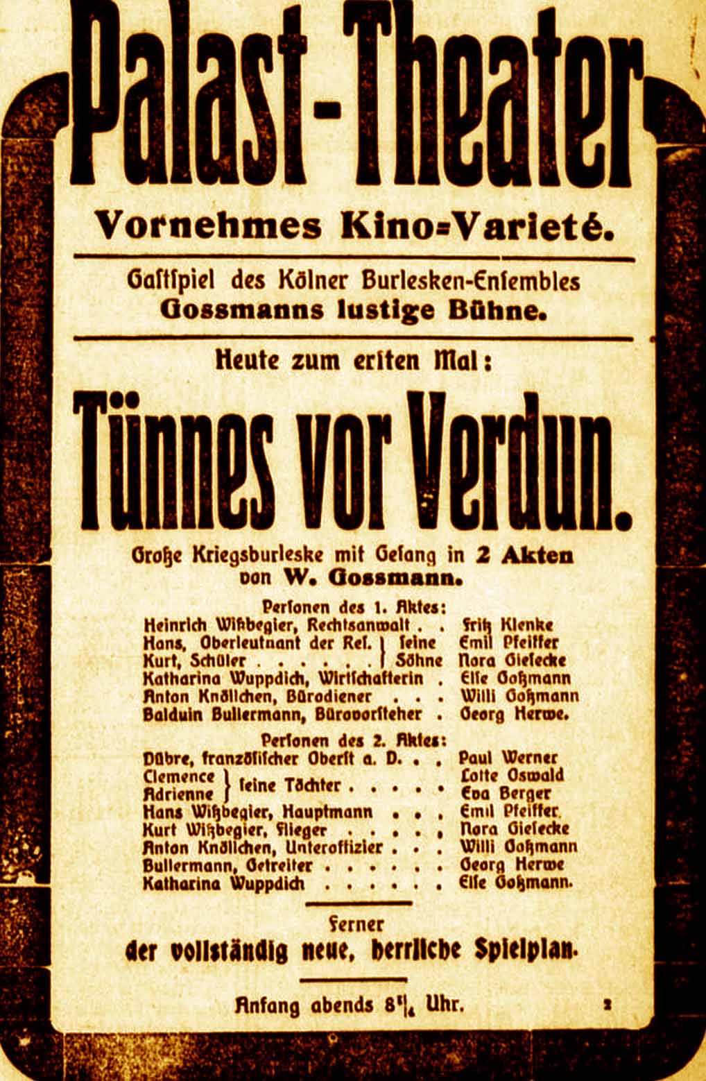 Anzeige im General-Anzeiger vom 7. März 1916