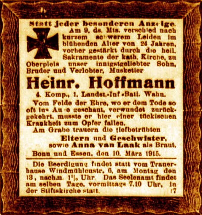 Anzeige im General-Anzeiger vom 12. März 1916