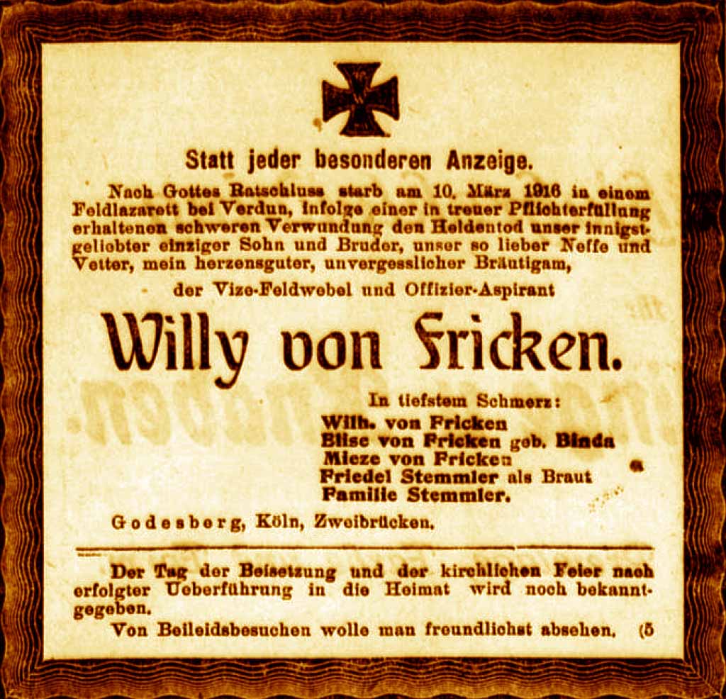 Anzeige im General-Anzeiger vom 17. März 1916
