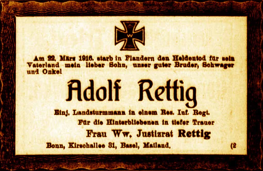Anzeige im General-Anzeiger vom 28. März 1916