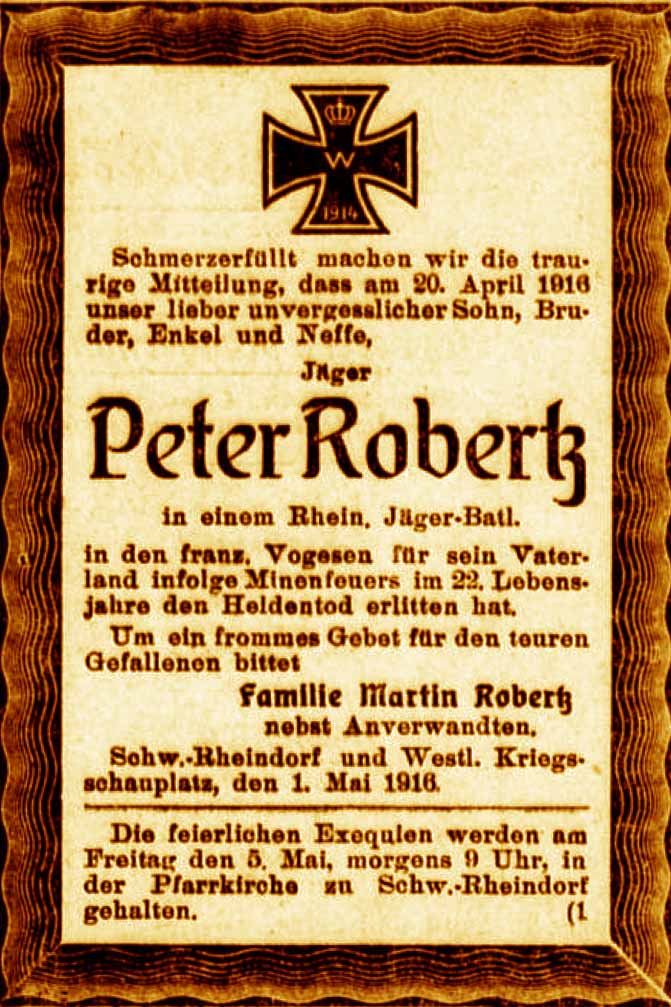 Anzeige im General-Anzeiger vom 1. Mai 1916