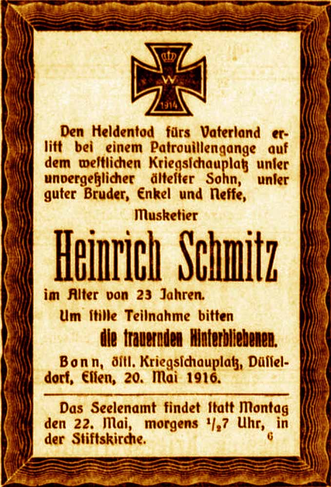 Anzeige im General-Anzeiger vom 20. Mai 1916