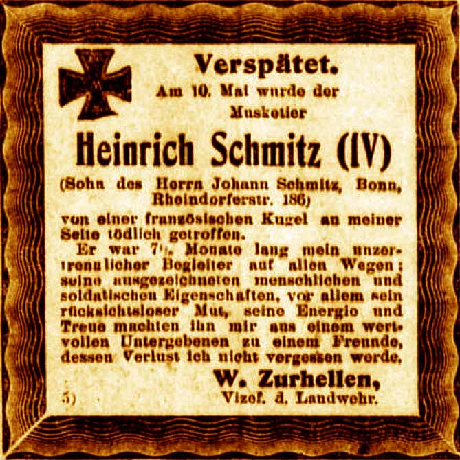 Anzeige im General-Anzeiger vom 26. Mai 1916