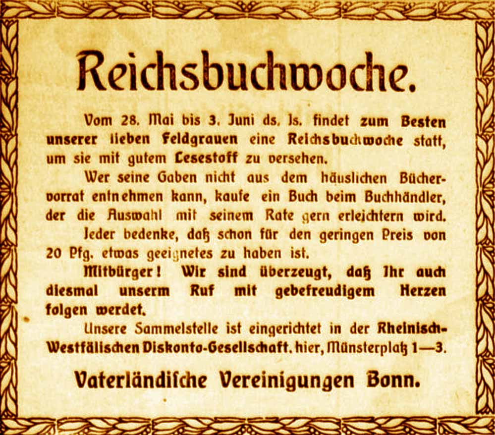 Anzeige im General-Anzeiger vom 29. Mai 1916