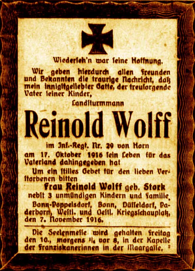 Anzeige im General-Anzeiger vom 7. November 1916