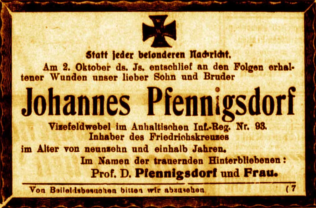 Anzeige im General-Anzeiger vom 12. November 1916