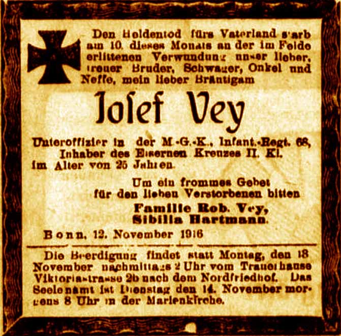 Anzeige im General-Anzeiger vom 12. November 1916
