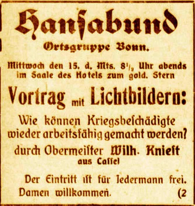 Anzeige im General-Anzeiger vom 14. November 1916